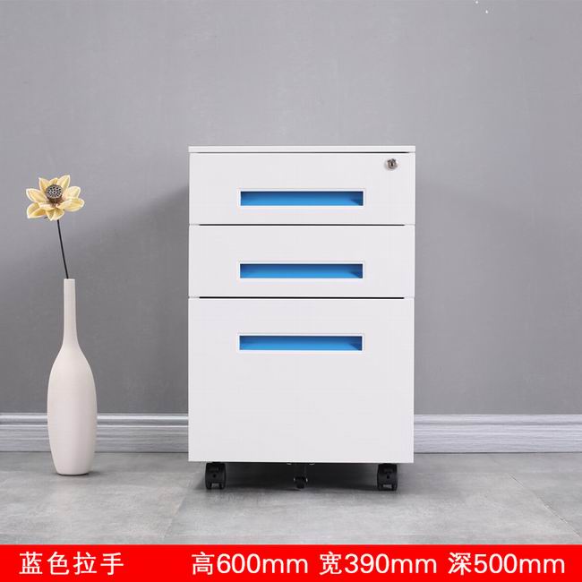活动柜 - 300宽黑侧拉蓝色拉手